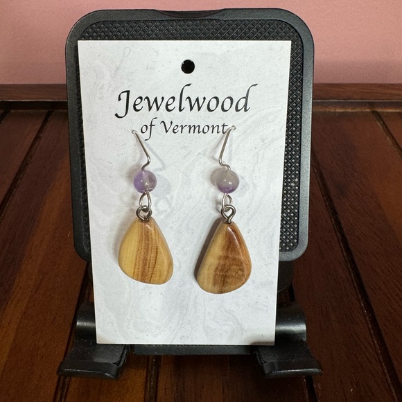 Vermont Made Wooden Earrings - Picture 1 of 3
